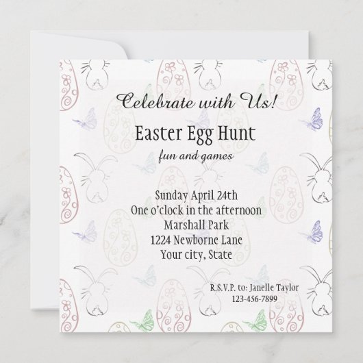 Bunnies und Eier Einladung (Rückseite)