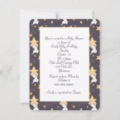 Bunnies und Gold Stars auf Grau Einladung (Rückseite)