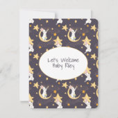 Bunnies und Gold Stars auf Grau Einladung (Vorderseite)