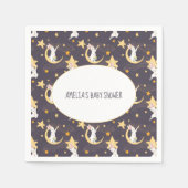 Bunnies und Gold Stars auf Grau Serviette (Vorderseite)