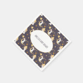 Bunnies und Gold Stars auf Grau Serviette (Ecke)