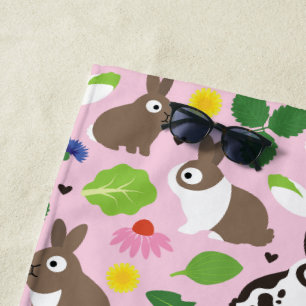 Bunnies und ihre Leckereien Nahtloses Muster Strandtuch