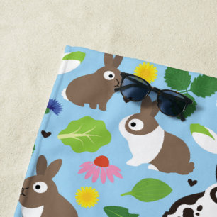 Bunnies und ihre Leckereien Nahtloses Muster Strandtuch