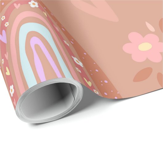 Bunnies und Regenbogen Geschenkpapier (Rolleneckpunkt)