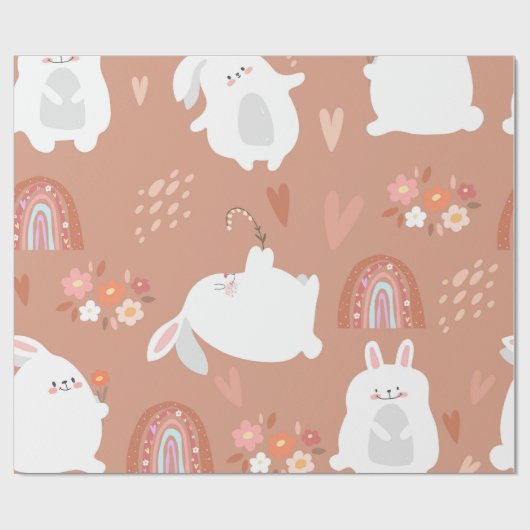 Bunnies und Regenbogen Geschenkpapier (Flach)