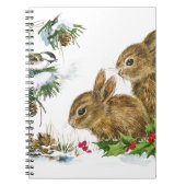 Bunnies und Vögel genießen Schnee Notizblock (Vorderseite)