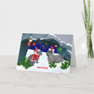 Bunnies unter der Mistletoe Card (Freundin) Feiertagskarte