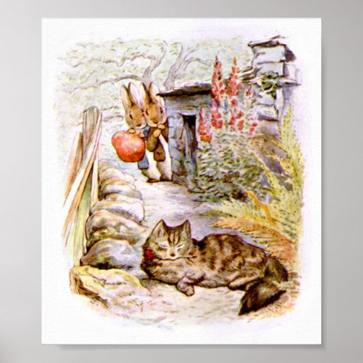 Bunnies Watching Cat Artwork Poster (Vorne)