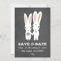 Bunnies Wedding Chalkboard Style Save the Date