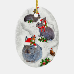Bunnies Weihnachts-Party Keramik Ornament
