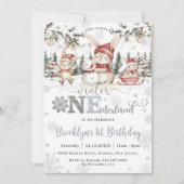 Bunnies Winter ONEderland Weihnachten 1. Geburtsta Einladung (Vorderseite)