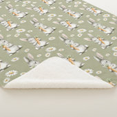 Bunnies with Carrots Green Daisy Flowers Birthday Sherpadecke (3/4)