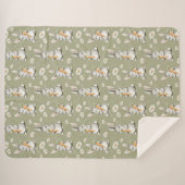 Bunnies with Carrots Green Daisy Flowers Birthday Sherpadecke (Vorderseite (Horizontal))