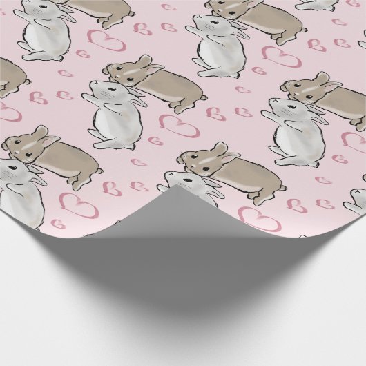 Bunnies with hearts geschenkpapier (Ecke)