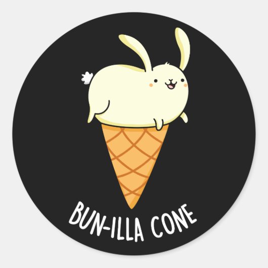Bunnilla Cone Funny Bunny Vanilla Dark BG Runder Aufkleber (Vorderseite)