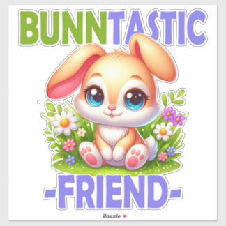 Bunntastic Friend Pun. Niedlich Bunny Rabbit Carto Aufkleber