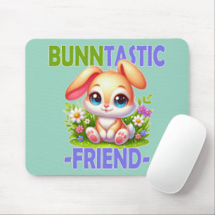 Bunntastic Friend Pun. Niedlich Bunny Rabbit Carto Mousepad