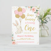 Bunny 1. Geburtstag Einladung (Stehend Vorderseite)