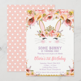 Bunny 1st Birthday Einladungen Girls Floral Rabbit