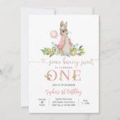 Bunny 1st Birthday Invitation Einladung (Vorderseite)