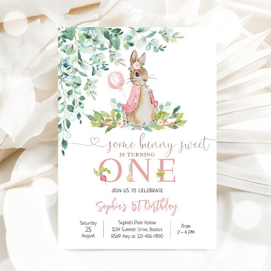 Bunny 1st Birthday Invitation Einladung