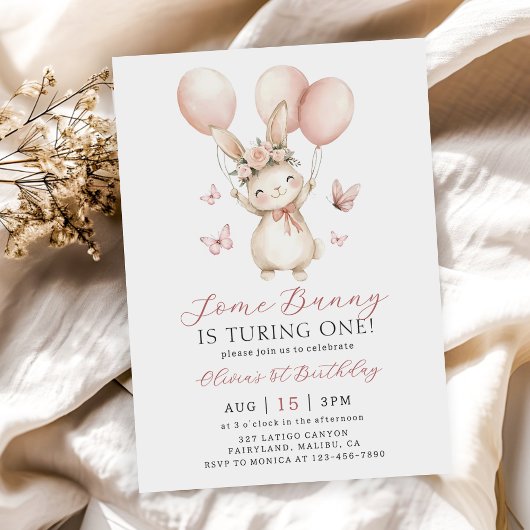 Bunny 1st Birthday Invitation Einladung
