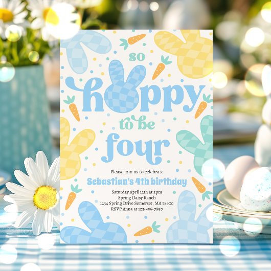 Bunny 4th Birthday Party Spring Boy Bunny Birthday Einladung