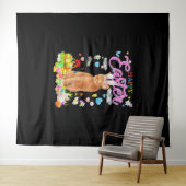Bunny Abyssinian Cat Happy Oaster Wandteppich (Beispiel (Horizontal))