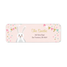 Bunny Address Labels Spring Pink Gold Oaster