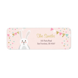 Bunny Address Labels Spring Pink Gold Oaster