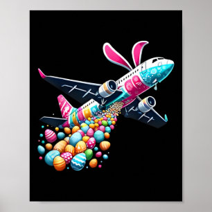 Bunny Airplane Ostereier Mens Kids Boys Osterflugz Poster