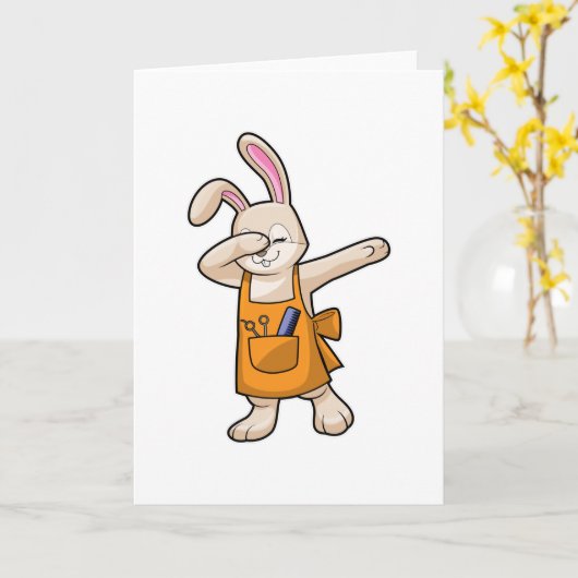 Bunny als Friseur mit Comb & Schere Karte (Gelbe Blume)