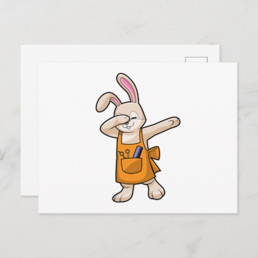 Bunny als Friseur mit Comb & Schere Postkarte (Vorne/Hinten)