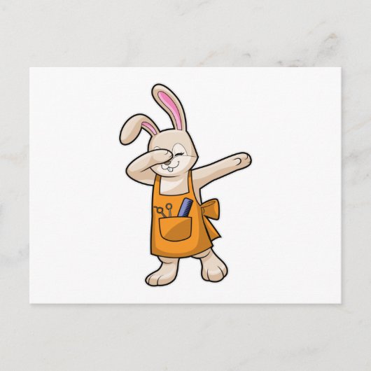 Bunny als Friseur mit Comb & Schere Postkarte (Vorderseite)