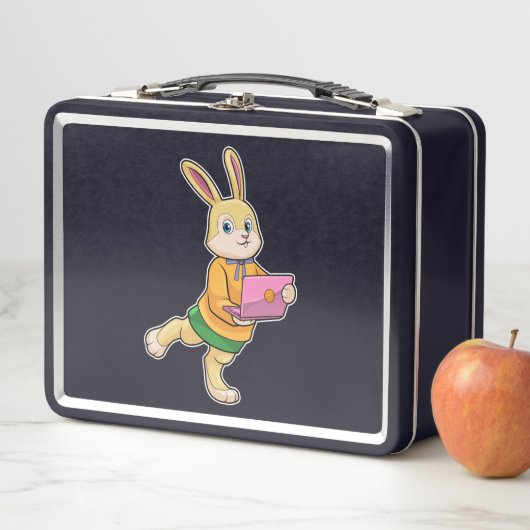 Bunny als Sekretär für Laptop Metall Brotdose (Beispiel)
