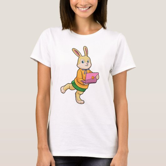 Bunny als Sekretär für Laptop T-Shirt (Vorderseite)