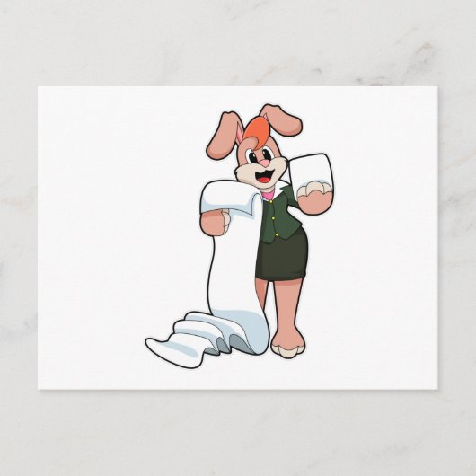 Bunny als Sekretär für Papier Postkarte (Vorderseite)