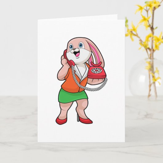 Bunny als Sekretär mit Telefon Karte (Gelbe Blume)