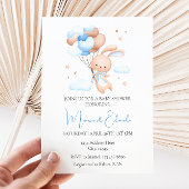 Bunny and Balloons Boy Baby Shower Einladung