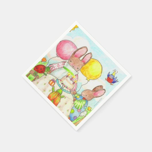 Bunny and Bug Birthday Napkins Serviette (Ecke)