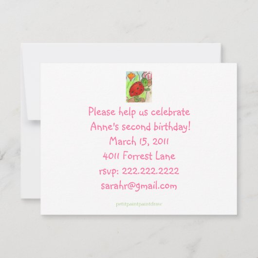 Bunny and Bug - Einladung zum Geburtstag (Rückseite)