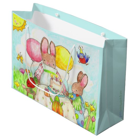 Bunny and Bug Geschenktasche Große Geschenktüte (Vorderseite Schrägansicht)