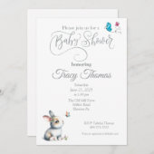 Bunny and Butterflies Kinderdusche Einladung (Vorne/Hinten)