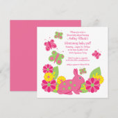 Bunny and Butterflies Kinderdusche Einladung (Vorne/Hinten)