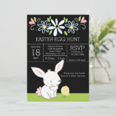 Bunny and Chick Oaster Egg Hunt Brunch Einladung (Stehend Vorderseite)