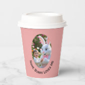 Bunny and Child photo in Oval Frame Easter Pappbecher (Vorderseite)
