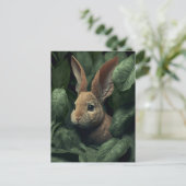 Bunny and plant postcard postkarte (Stehend Vorderseite)