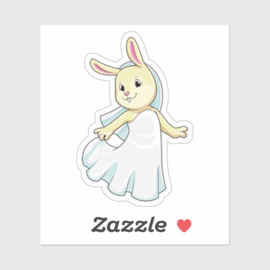 Bunny as Bride with Veil Aufkleber (Blatt)