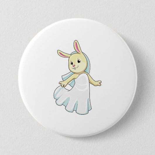 Bunny as Bride with Veil Button (Vorderseite)