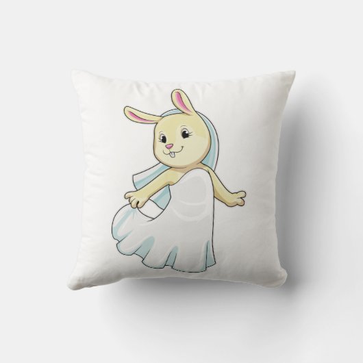 Bunny as Bride with Veil Kissen (Rückseite)